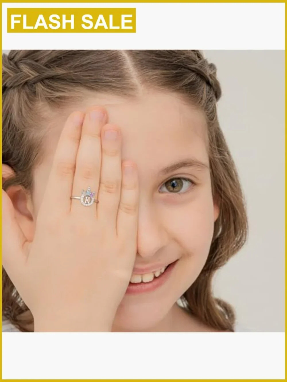 Adjustable Unicorn Initial Ring for Girls - Dainty Cute Zirconia Ring, Birthday